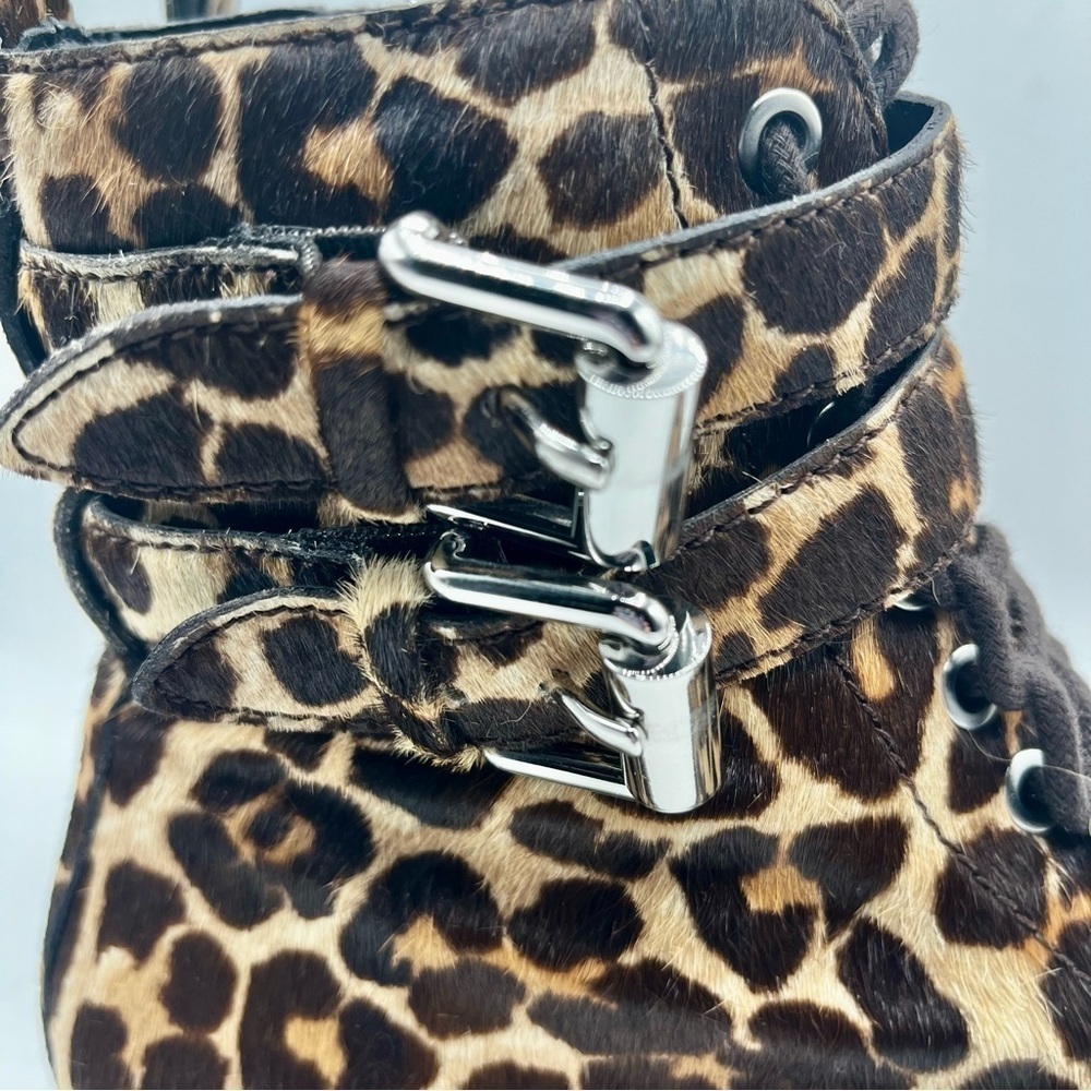 REBECCA MINKOFF Animal Print Boots Jaiden Calf Hair Leopard Combat Boots Size 8M - Picture 7 of 16